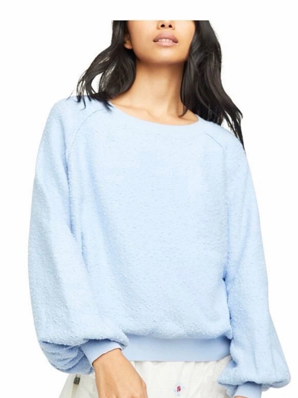 Free People Found My Friend Textured Pullover Top Sky Blue Size Medium Shirt